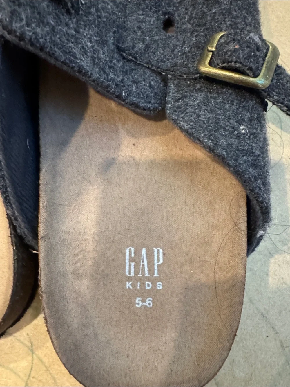 GAP Kids Dark Gray Felt Slip-On Clogs with Buckle